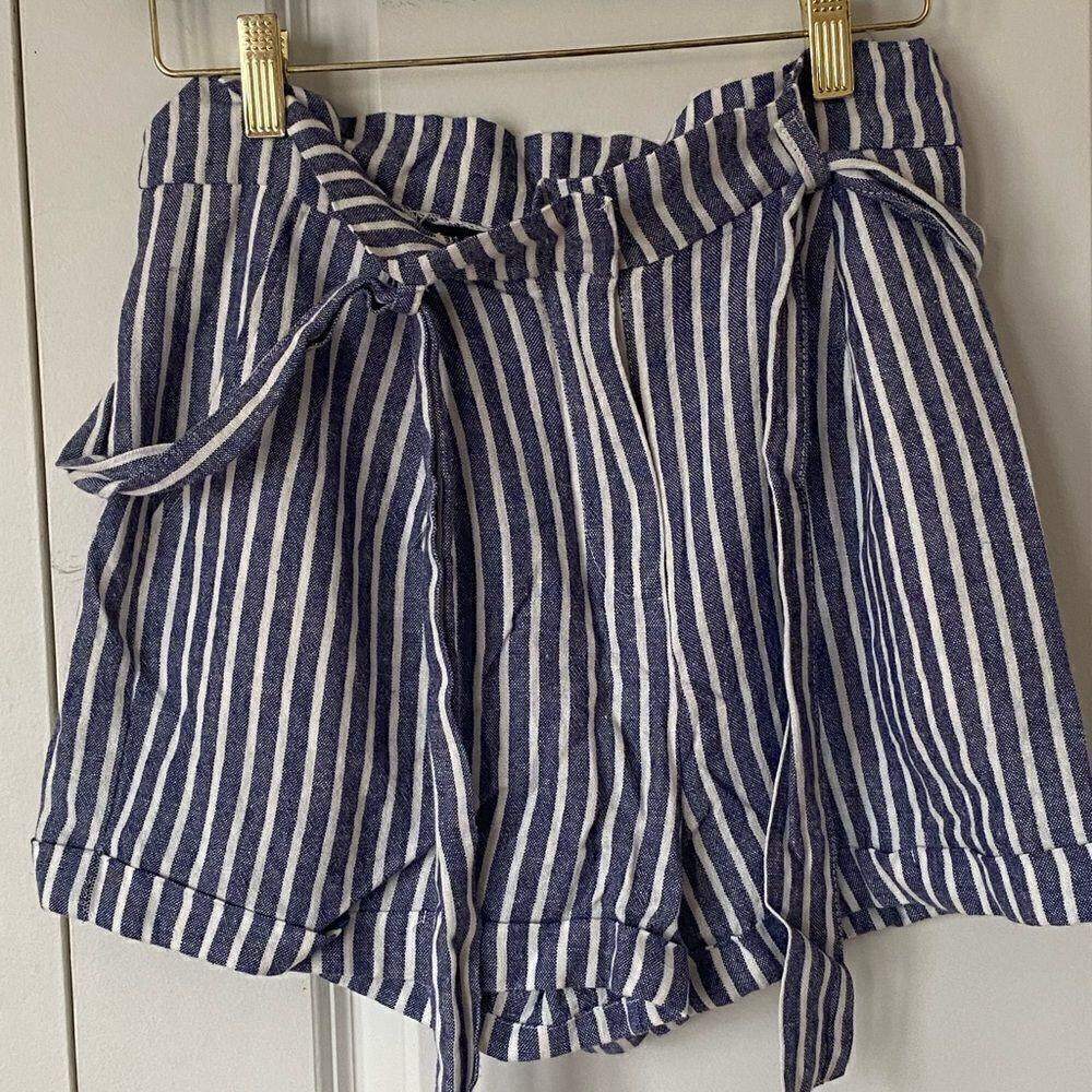 Forever 21 Linen Shorts High Waist Paperbag